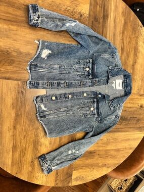 VERVET BY FLYING MONKEY Distressed Light Blue Denim Jacket